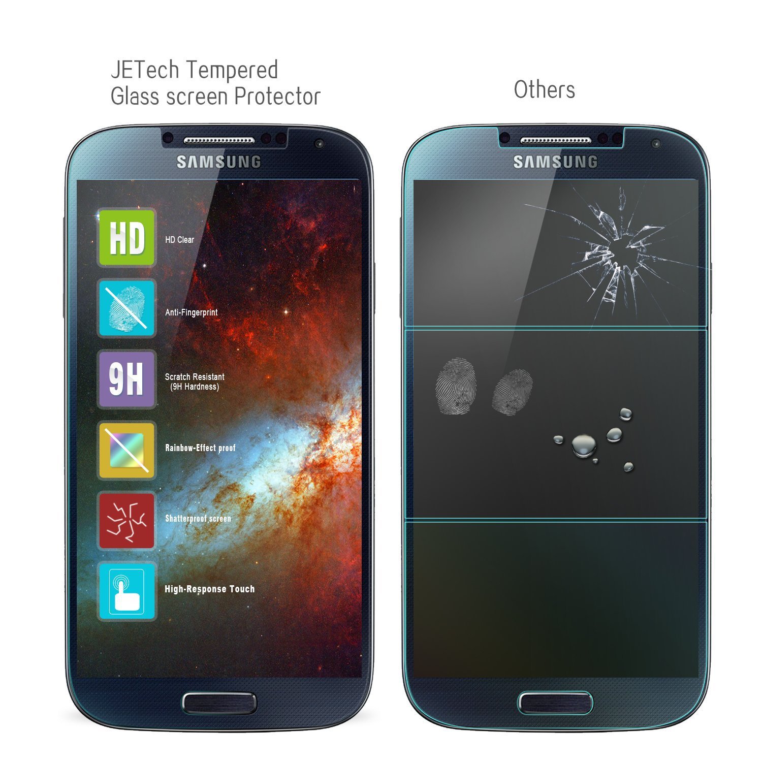 JETech Premium Tempered Glass Screen Protector for Samsung Galaxy S4