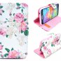 Galaxy S5 Case, Vintage Rose Flower Print Flip Wallet Credit ID Card Slot Holder-White
