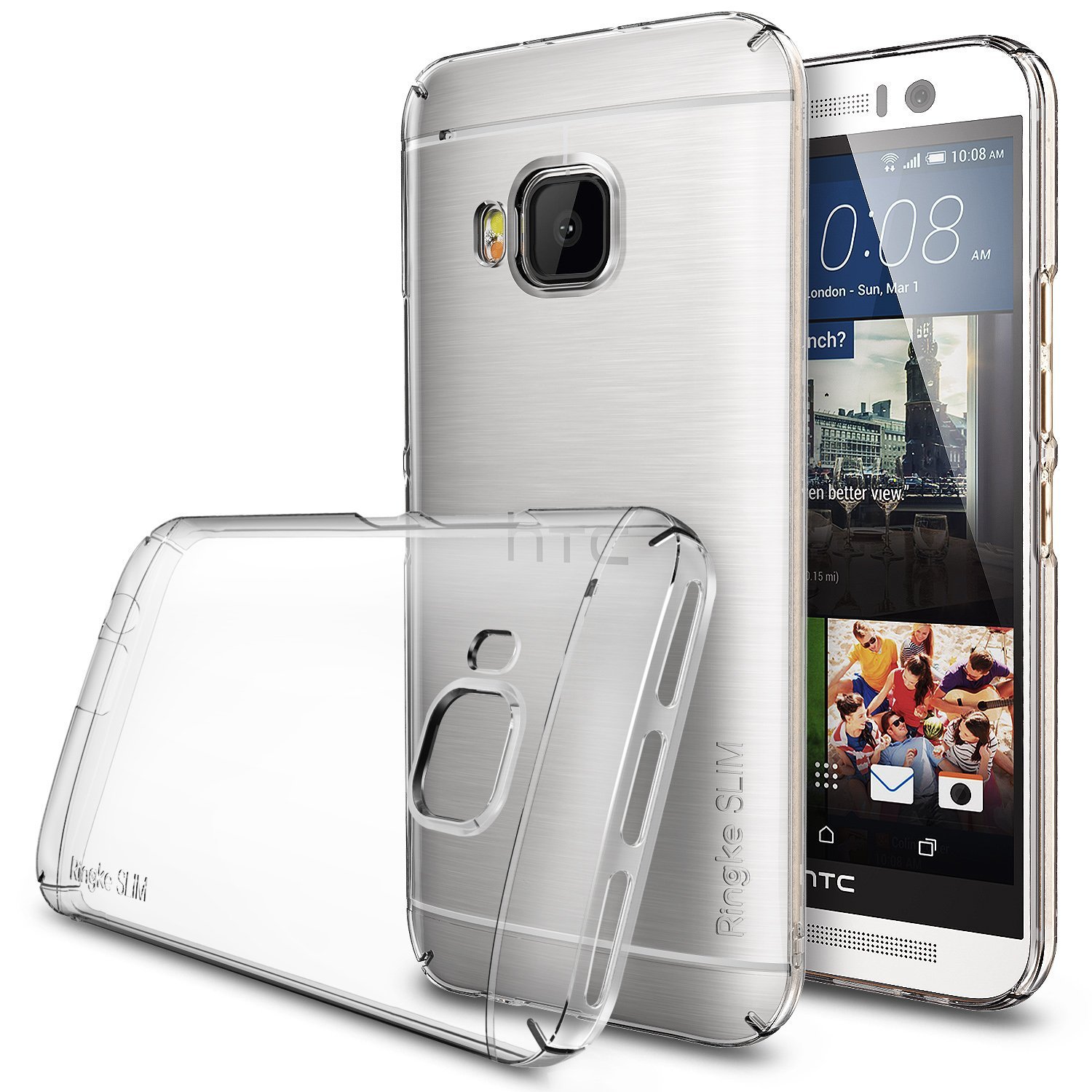 HTC One M9 Case Ringke SLIM Top and Bottom Coverage [CRYSTAL][FREE HD Clarity Film]