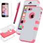 iPhone 5C Case, ULAK Colorful Heavy Duty Hybrid Hard Case White Water Red
