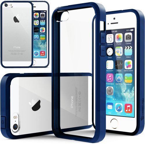 iPhone 5S case, Caseology [Clear back Bumper] [Navy Blue] DIY Customization Fusion