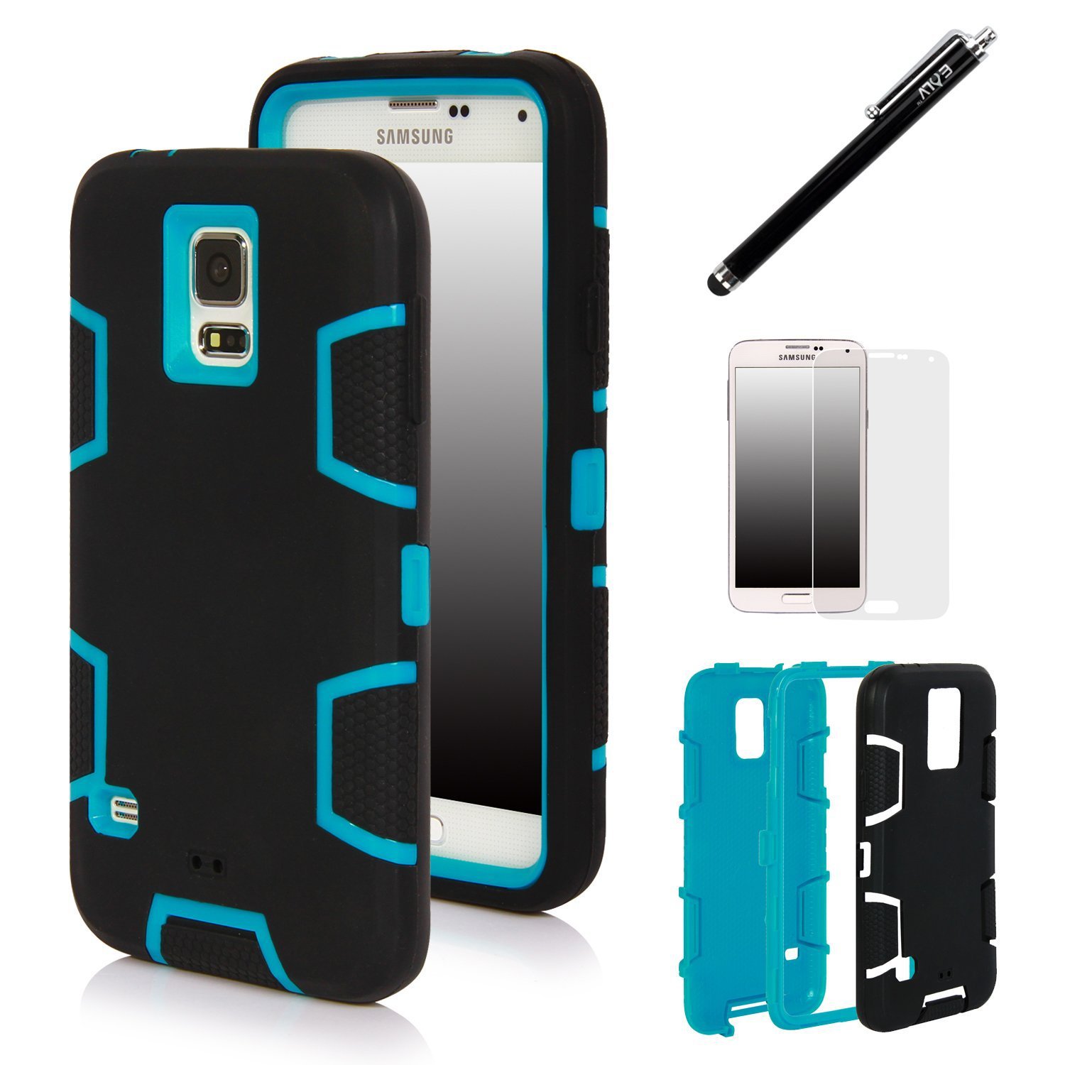 Galaxy S5 Case - E LV Shock-Absorption / High Impact Resistant- Black / Blue