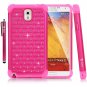 Galaxy Note 3 Case, Style4U Studded Rhinestone Crystal Bling [Hot Pink / Hot Pink]