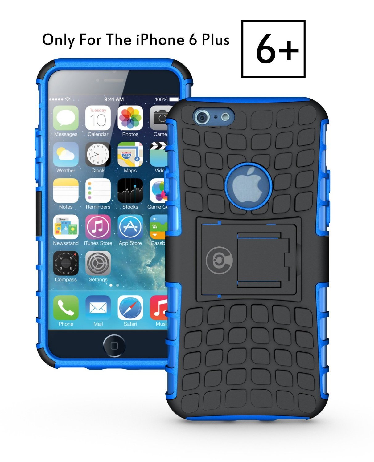 iPhone 6 Plus Armor Tough Armorbox Dual Layer Hybrid Hard/Soft Protective Cable and Case- Blue