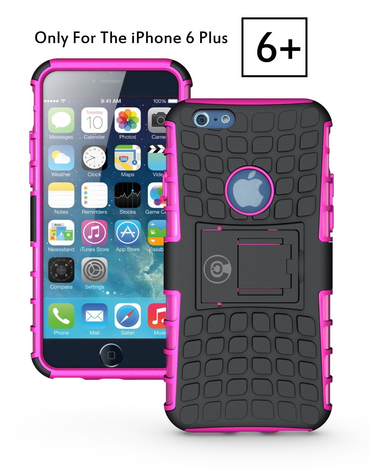 IPhone 6 Plus Armor Tough Armorbox Dual Layer Hybrid Hard/Soft Protective Cable and Case- Pink