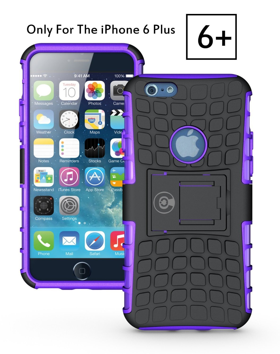 IPhone 6 Plus Armor Tough Armorbox Dual Layer Hybrid Hard/Soft Protective Cable and Case- Purple