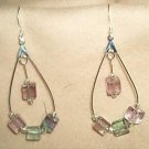 Rainbow Flourite Cubes and Sterling Silver Earrings