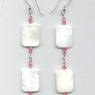 Swarovski Light Rose Crystal and Mother of Pearl Rectangle Earrings