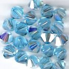 Swarovski Crystal 24 Aquamarine Aurora Borealis 4mm Bicones 5301