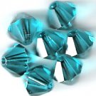 Swarovski Crystal 24 Blue Zircon 4mm Bicones 5301