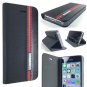 Slim Designer Apple iPhone 5/5S Folio Wallet Protector Case Cover (Black+Red)