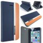 Blue/Brown Designer Apple iPhone 5/5S Slim Folio Wallet Protector Case Cover