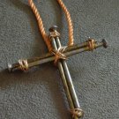 Gold Toned Nail Cross Necklace, Wire Wrapping
