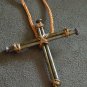 Gold Toned Nail Cross Necklace, Wire Wrapping