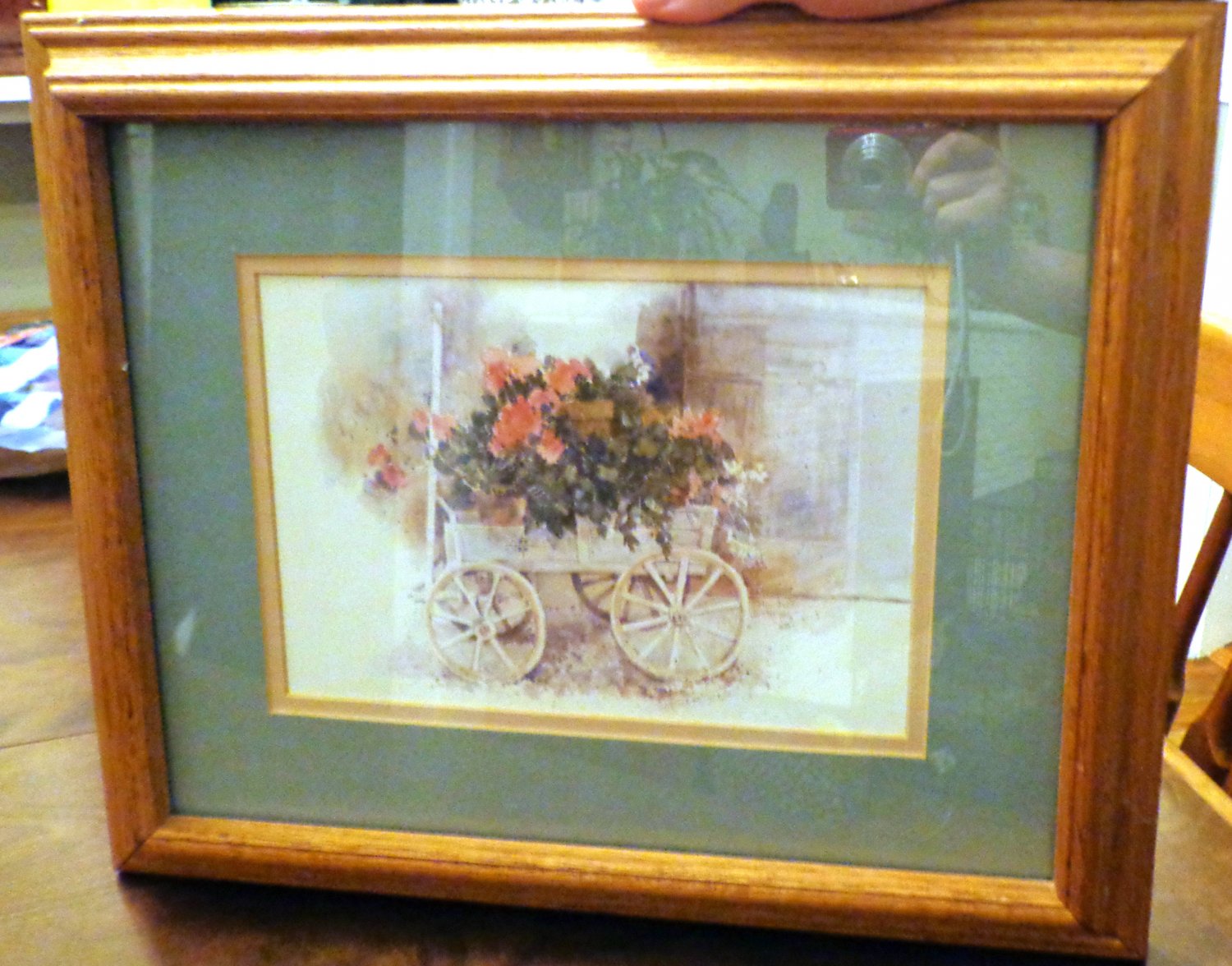 Framed Art by Dalina Darton Flower Cart, Dated 1985