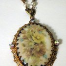 Vintage Large W Germany Edwardian Style Pendant on Gold Tone Chain