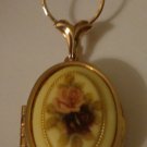 Vintage Edwardian Style Locket on Gold Tone Chain