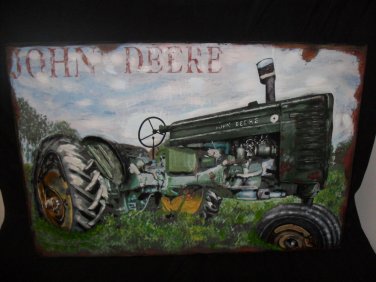 3D Metal "JOHN DEERE " Tractor Sign for your Shop, Barn or Man Cave