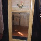 Country Painted "Rooster" Wall Mirror with Beveled Mirror