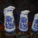Antique Style 3 Piece Blue and White "Shepherd" Pitcher Set