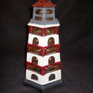 Illuminating Cast Iron Lighthouse with Colored Glass and a Tea Candle Holder