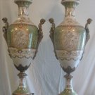 Pair of Porcelain and Bronze Celeste Urns