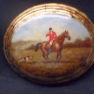 Wooden oval plaque Hand Painted Hunt Scene.