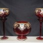 Decorative 3 pc Glass Bowl and Urn Set "Red"