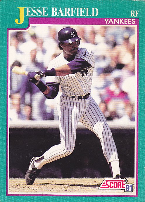 Jesse Barfield - Yankees 1991 Score Baseball Trading Card #148
