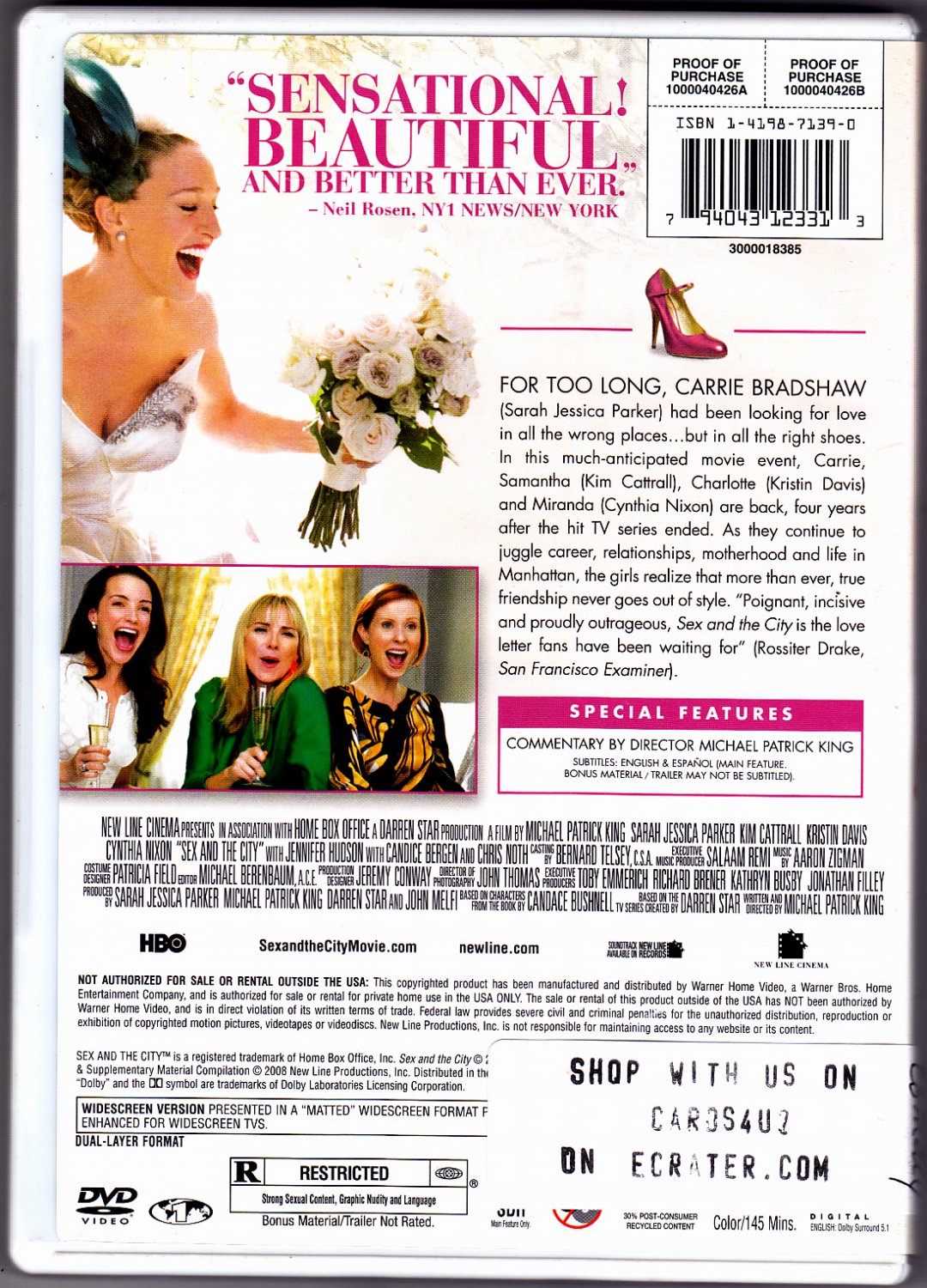 Sex And The City The Movie Dvd 2008 Widescreen Very Good 3491