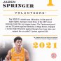 Jaden Springer #20 - Volunteers 2021 Panini Pink Foil Rookie Basketball Trading Card