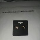 Tiny Rhinestone Crescent Moon Stud Earrings Gold Plated Stainless Steel - Brand New