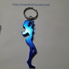 Blue Woman Silhouette Metal Keychain - Key Chain - Brand New