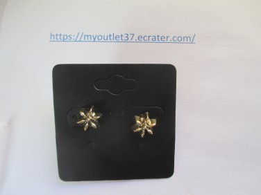 925 Sterling Silver Goldtone Snow Flake Plastic Stud Earrings - Brand New