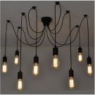8 Light Head Black Spider Chandelier Lamp Vintage Retro Pendant Lamps E27 E26 Edison