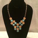 Blue & Orange Floral Necklace