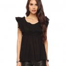 CUTE Forever 21 Black  Ruffle Sleeve TANK - 4 SPRING -  S NEW SALE!