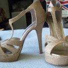 GLITZY champagne Glitter Sandals, NEW size 7 GORGEOUS!