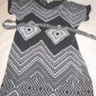 HOT BLACK   Zig Zag Shift  DRESS  With Sash -  XS to Small