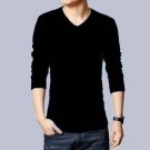 Mens v-neck knitting shirt casual wear long sleeves tee