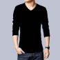 Mens v-neck knitting shirt casual wear long sleeves tee