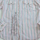 Men's Calvin Klein jeans Button Down Shirt pink Gray stripe L large dress fit