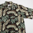 Men's Reyn Spooner Hawaiian Aloha Shirt Black Leaf  XL VTG EDDY Y 100% cotton