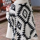 NEW women's aztec cardigan sweater black white geometric tribal knit US SELLER