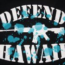 Men's DEFEND HAWAII Camo machine gun T-Shirt Black Medium surf HIC T&C designs
