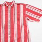 Men's 80's 90's true Vintage Bugle Boy Button Down Shirt Red White Stripe L LRG