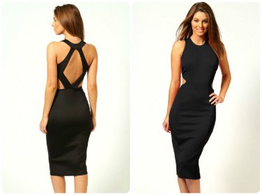 Kate Midi Backless little black cocktail evening dress S M 4 6 8 holiday gown nr