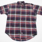Men's RALPH LAUREN polo Button Down Shirt Navy Red green VTG Plaid tartan med m