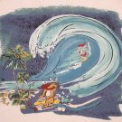 Men's Kahala Embroidered christmas surfing SANTA DROPS IN Shirt Aloha Large EUC