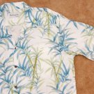 Men's Bishop St RAYON bamboo HAWAIIAN aloha camp Button Down Shirt White size L